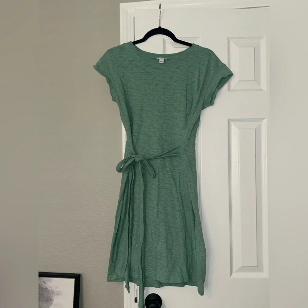 J Crew Short Sleeve Tie Waist Tee Shirt Dress - Picture 3 of 11